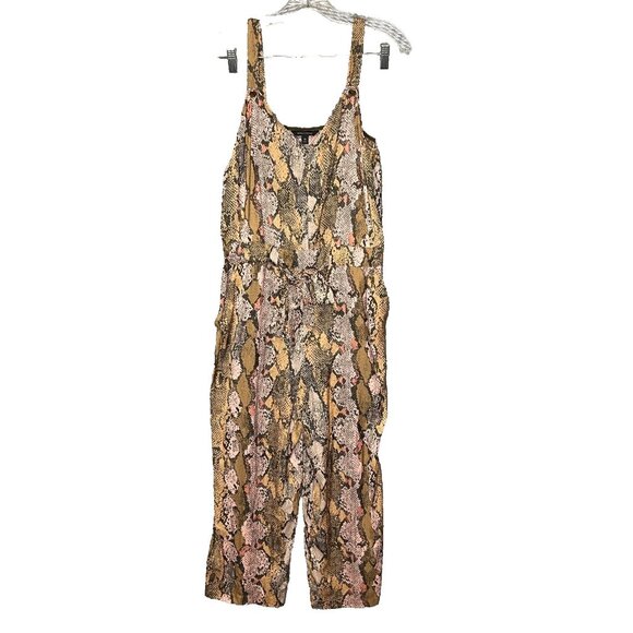 Banana Republic Women Multi Snake Print Sleeveless Utility Jumpsuit Wide Leg 10 - Picture 1 of 16